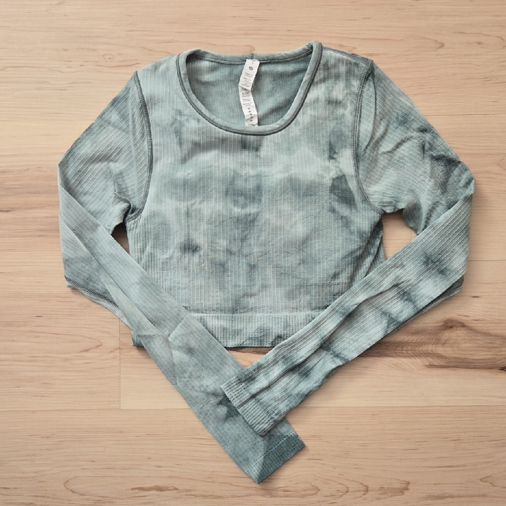 Lululemon Ebb To Street Long Sleeve Crop, Marble Dye, Size 6
